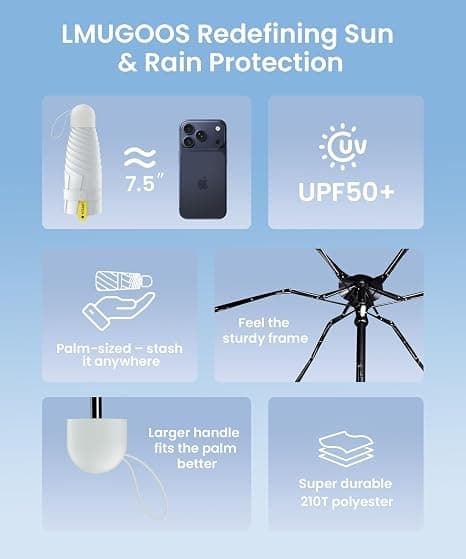 Mini reseparaply, UPF 50+ UV kompakt bärbar sol, 3-pack