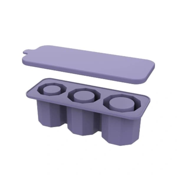 Isterningform, cylindrisk, silikone, lilla, 21,5x8,2x7cm