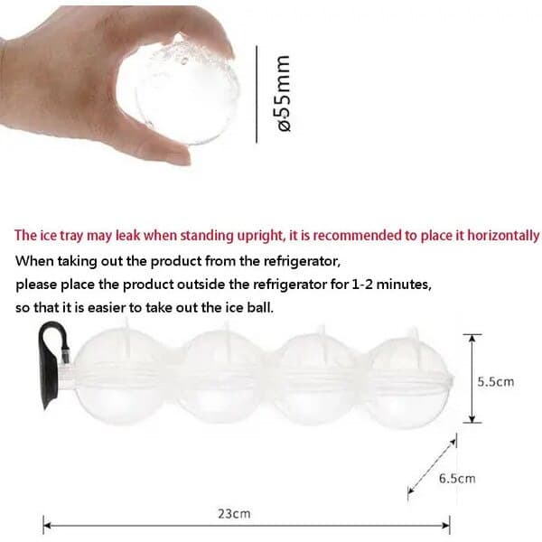 Rund isbitsform, 2 delar, plast, 5,6 cm, transparent