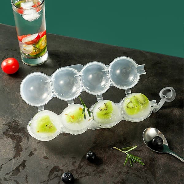 Rund isbitsform, 4 hålrum, transparent plast, 22x6x5cm