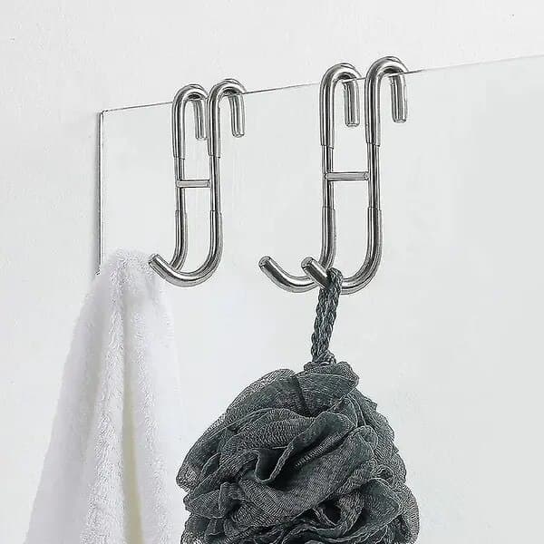 Duschkrok utan borrning, rostfritt stål, silver, set om 2