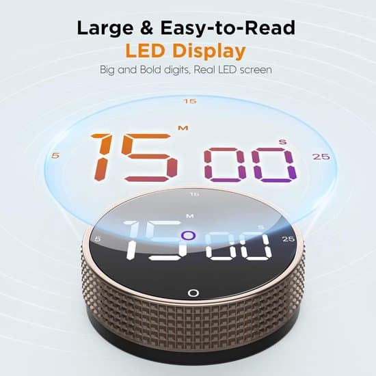 Digital kökstimer — Visuell timer — Stor LED-display — Roterande timer — Kökstimer — Svart