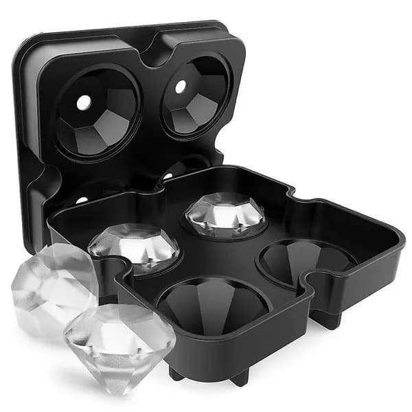 Isform 4 huller diamant silikone sort 20x20x5cm
