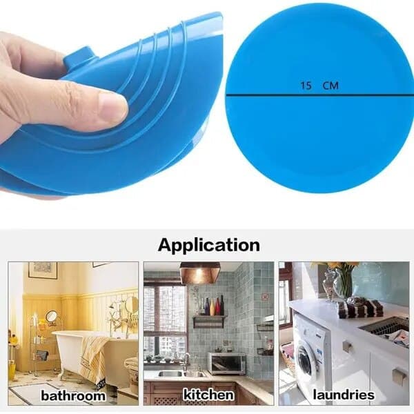 Universal silikone afløbsprop til vask og badekar, turkisblå, sæt med 2, diameter 15 cm