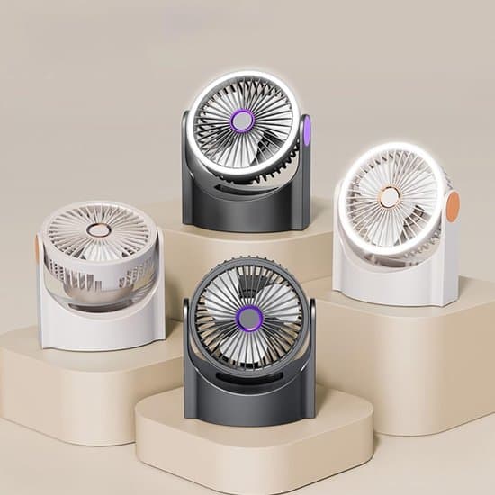 Bærbar ventilator - Justerbar - Med lys - Til indendørs og udendørs brug