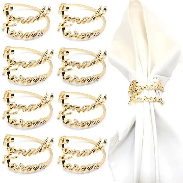Sæt med 10 Ramadan guld metallic servietringe 4,7 cm