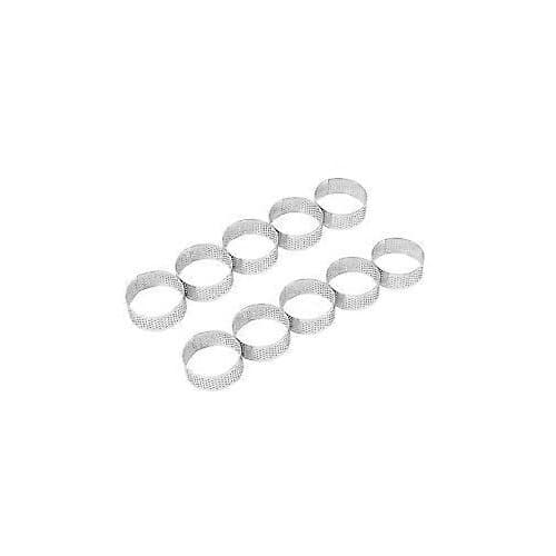 Set med 10 perforerade tårtringar, rostfritt stål, silver, diameter 5 cm