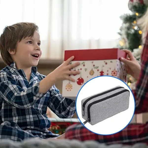 Multifunktionell penna, oxfordmaterial, elastisk, grå, 22x10x5cm