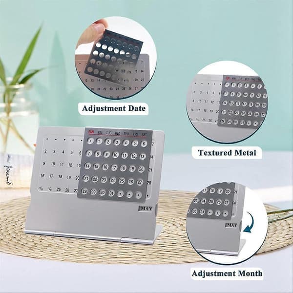 2-pak mini skrivebordskalender - kalender i aluminiumslegering