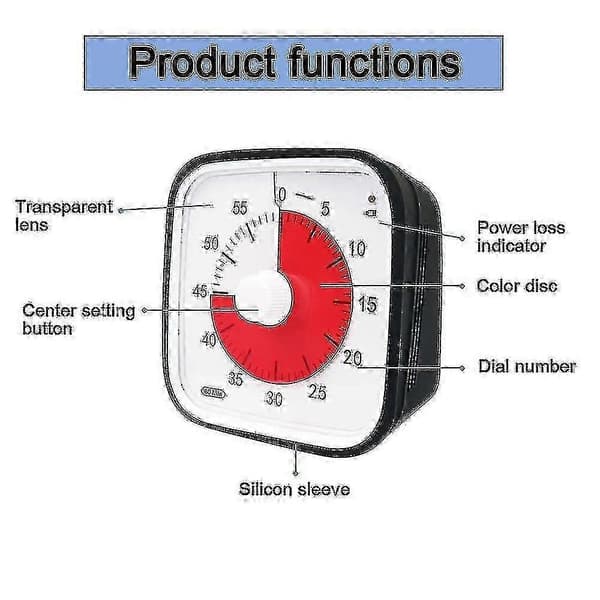 Visuel nedtællingstimer, overdimensioneret visuel timer til børn og