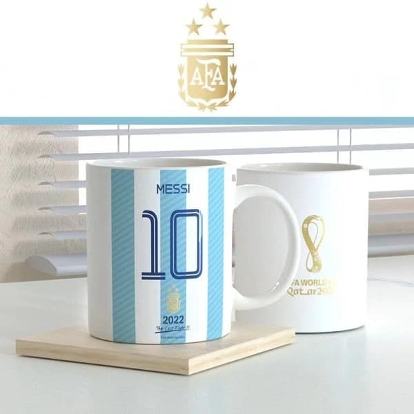 Argentina Messi 2022 keramikkrus, 3 stjerner, hvid