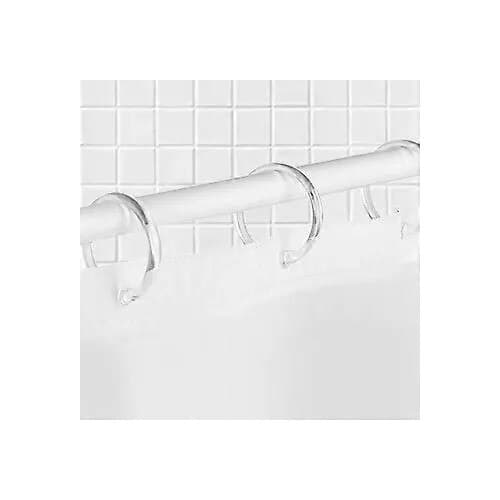 Duschdraperiringar, O-formad plast, transparent, set om 12, 6 x 6 cm