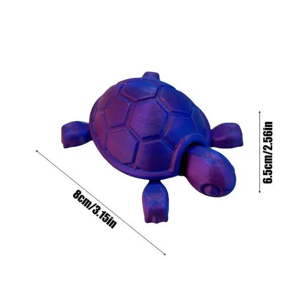 3D-printad ledad sköldpaddsfigur, lila/blå, 1 st.