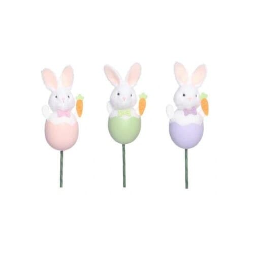 Lyserød lodden kaninfigur 35 cm påskepynt