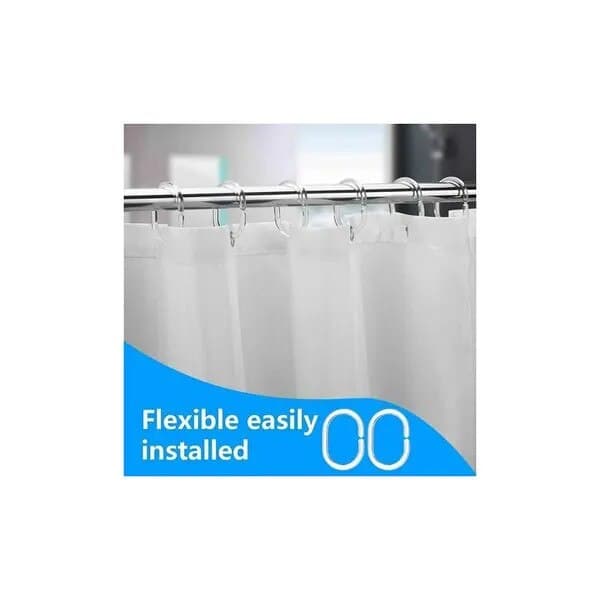 Set med 12 C-ringar för duschdraperi, plast, transparent, innerdiameter 4,5 cm