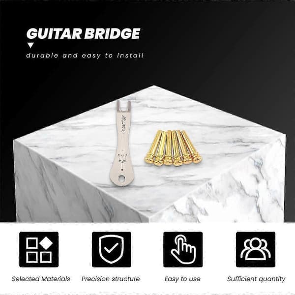 Gitarrstallstift 6 st mässingsändstift för akustisk gitarr med stift