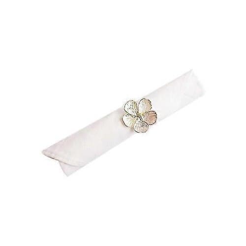 Set med 6 blomservettringar, vitguld, 4 cm