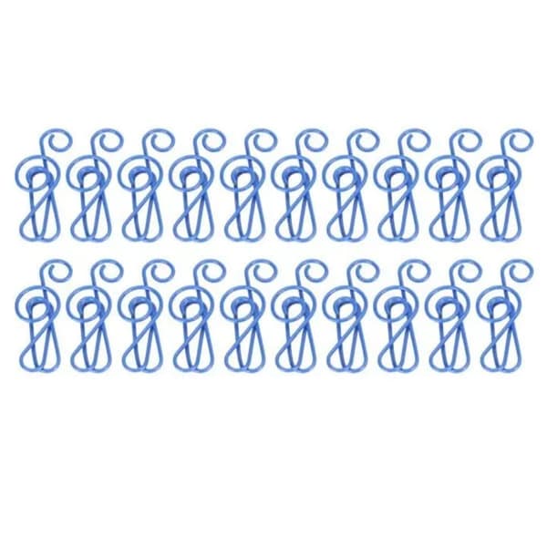 Sæt med 20 noder papirclips, jern, blå, 3,5 cm