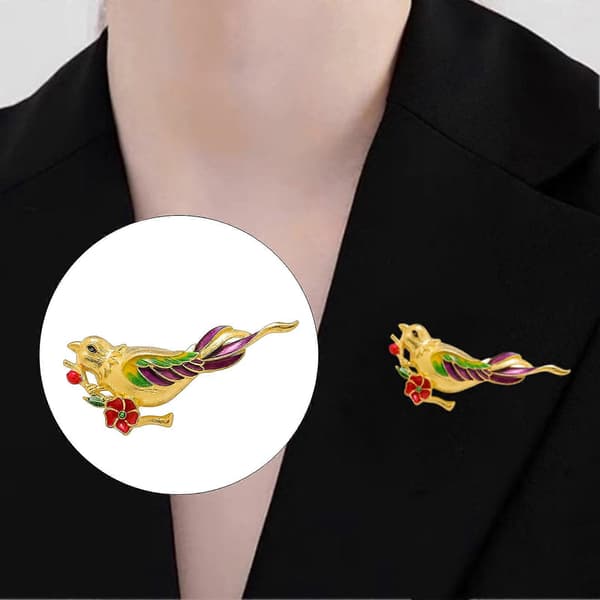 Fågel- och blomgrenbrosch för kappa, kostym och accessoarpresent A