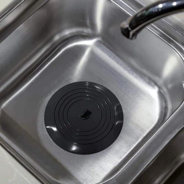 Silikoneprop til badekar og vask 15 cm sort fleksibel vandtæt