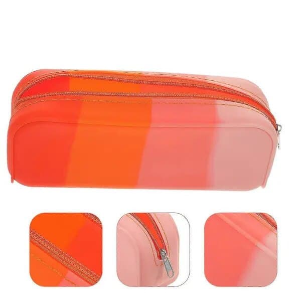 Orange silikonpennfodral 18x7x6.5cm stor kapacitet