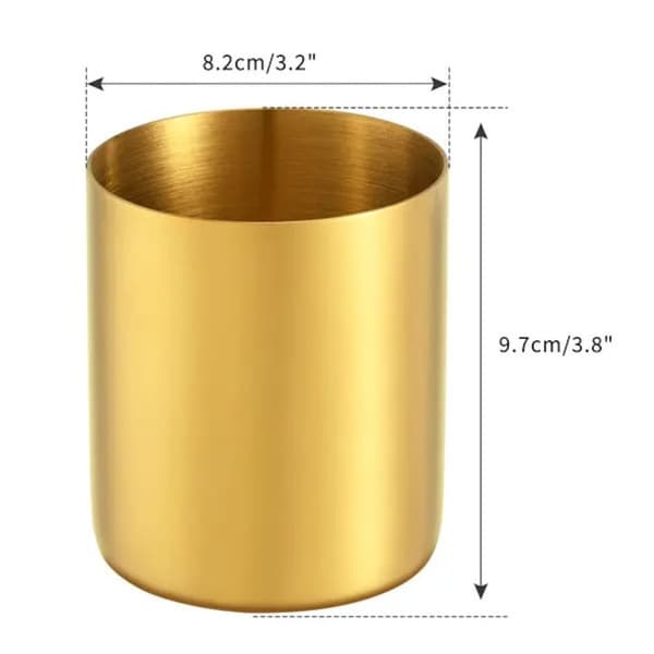 Penholder i 304 rustfrit stål, rund, guld, 8,2x9,7cm
