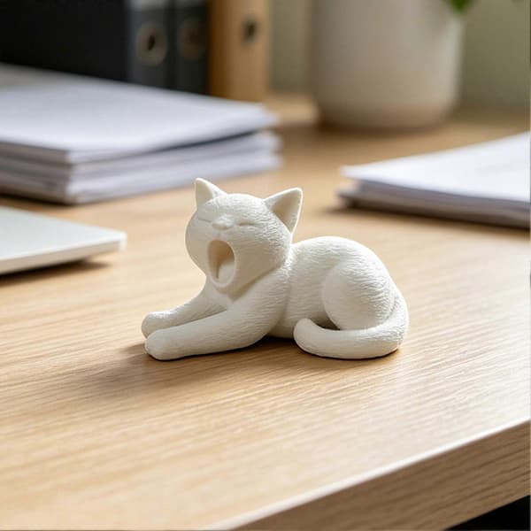 3D-printet kattepynt til bogreol og hjemmekontor – sort