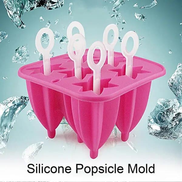Silikone isform 6 huller, fleksibel, 14x9.2cm, sæt med pinde