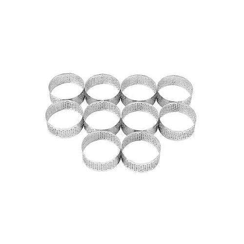 Set med 10 perforerade tårtringar, rostfritt stål, silver, diameter 5 cm