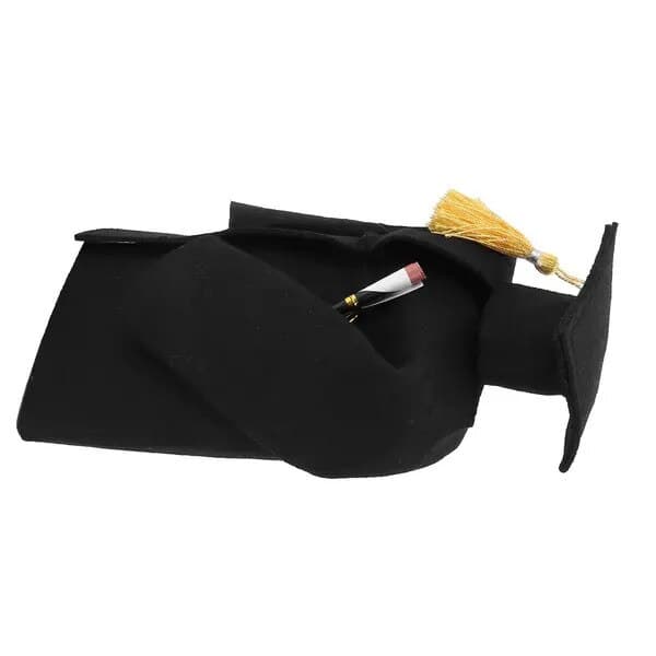 Vinflaskskydd med studentmössa, textilmaterial, flerfärgad, 18x7.5cm