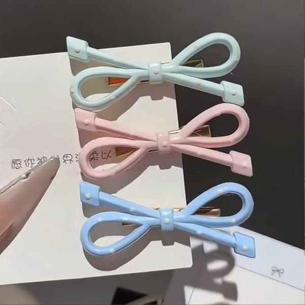 Hårklämmor med fluga – Macaronfärger – för vår- och sommarstyling B