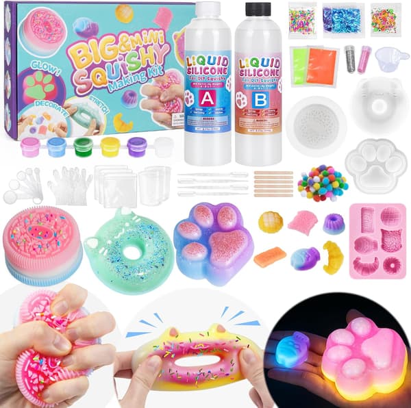 Lysande flytande silikon stort squishy pysselset, barn 6+ år