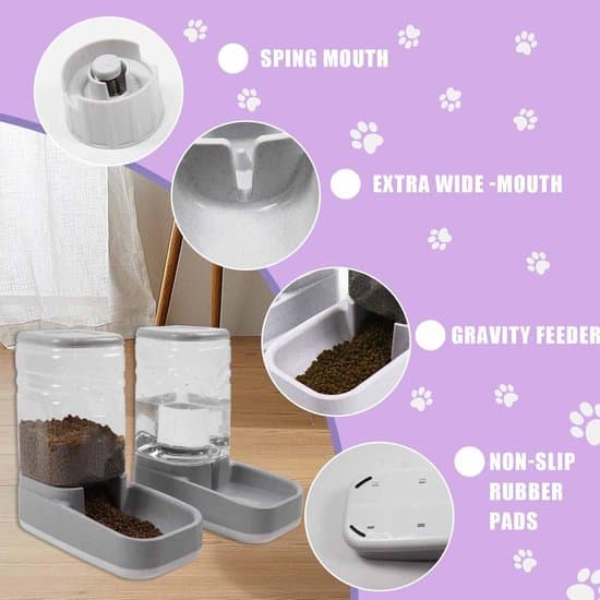 Automatisk katte- og hundefoderdispenser 3.8L - Kattefoderdispenser - Marmorfarve - Fødevaregodkendt materiale - Nem at rengøre