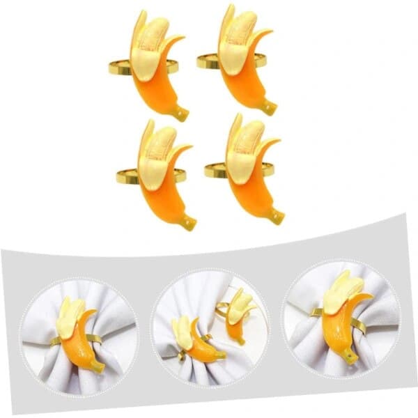 Set med 12 servettringar, rustika, guld, 4x4cm