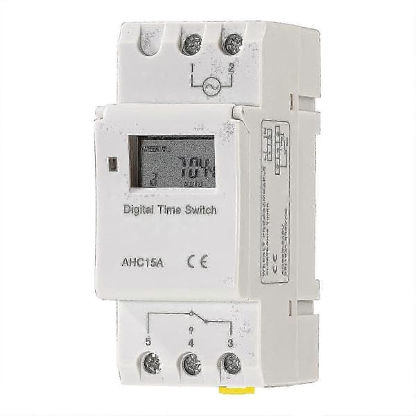 AHC15A Digital Timer, DIN-skinne montering 7 dages programmerbart industrielt timerrelæ