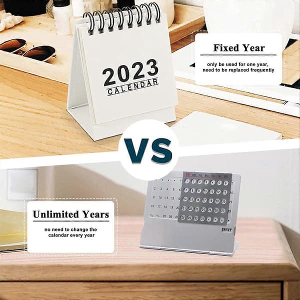2-pack miniskrivbordskalender, -kalender i aluminiumlegering