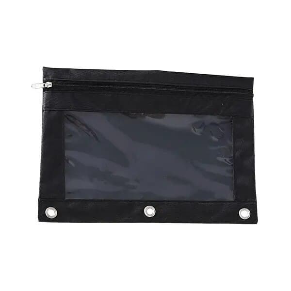 Penalhus med 3 ringe, holdbart, sort, 25x18cm