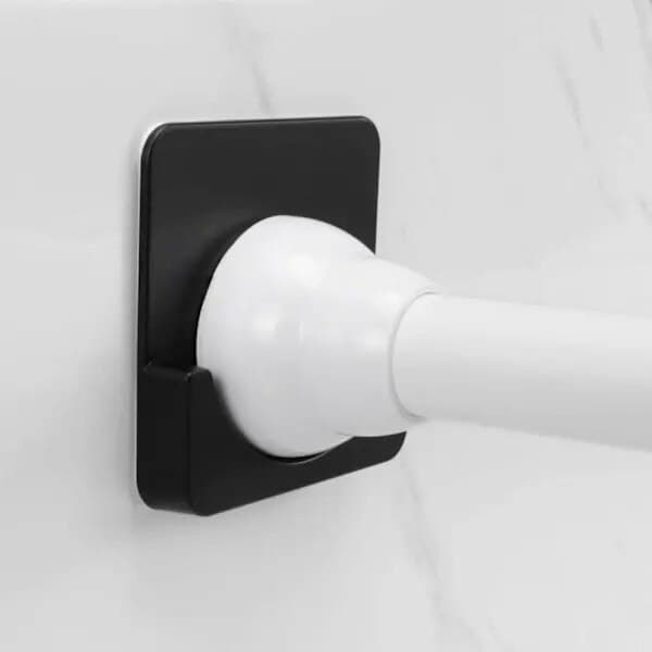 Selvklæbende badeforhængsstangholder, med 3M tape, sort, sæt med 2
