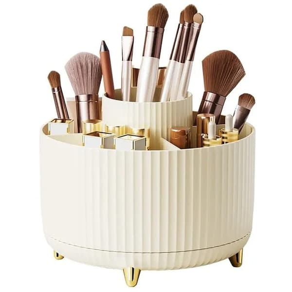 Roterende makeupstander, 5 rum, plastik, 15x12,5cm