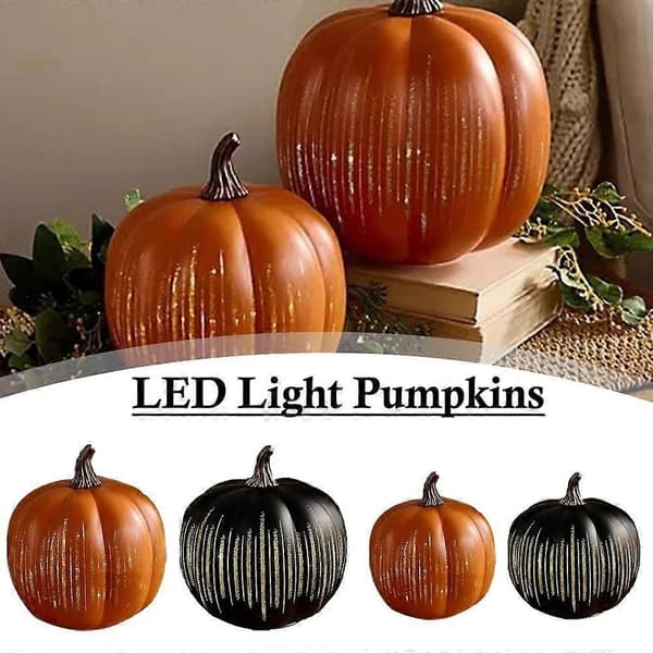 Twinkle LED-lyspumpkins, timerbelyste funklende stjerneklar natglasgræskar små sorte