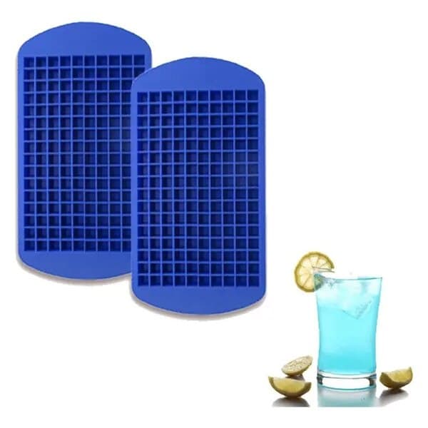 Set med 2 flexibla isbitsformar i silikon blå 10x10x3cm
