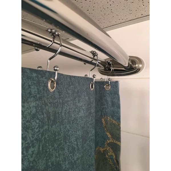 Sæt med 12 badeforhængsringe, rustfrit stål, krom, sort, 19x29mm