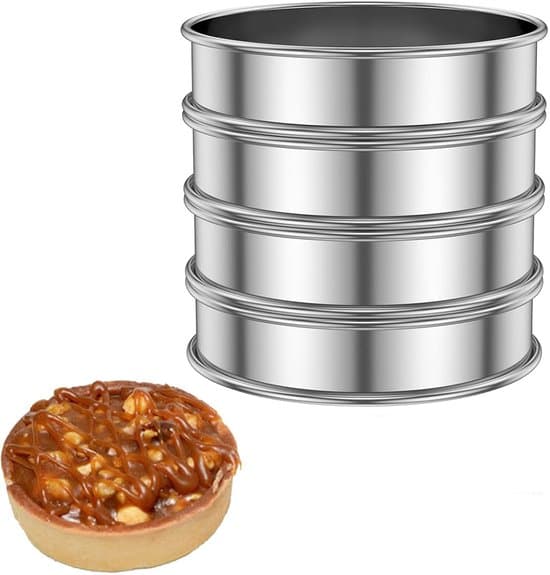 4 stk. - Runde Muffinforme - 10 cm - Rustfrit Stål - Bageforme - Muffinforme - Bageforme i Rustfrit Stål - Runde Non-stick Kageforme -