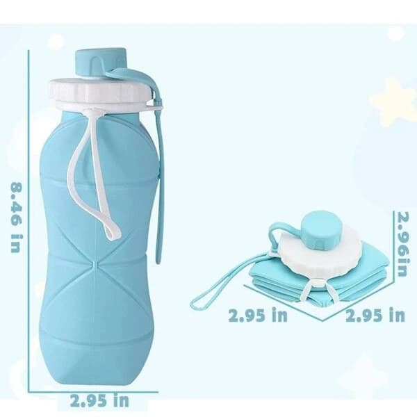 Vikbar kopp 600ml, lock, silikon, halkfri, bärbar