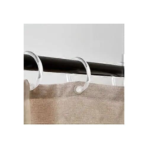 Duschdraperiringar, O-formad plast, transparent, set om 12, 6 x 6 cm