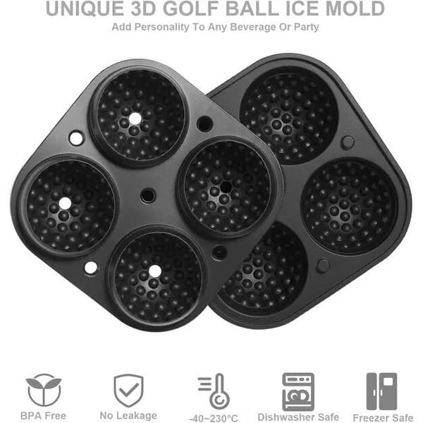 2,5 tums sfärisk isbitsform, silikon, golf, set om 4 delar