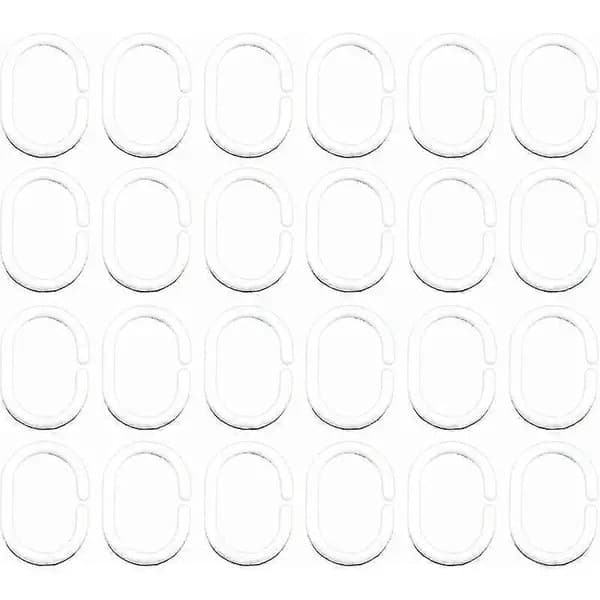 Duschdraperiringar i plast C-ringar, vit, 24 st, 4,4 x 2,8 cm