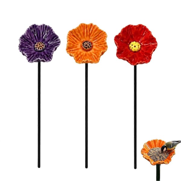 Bifoder, håndlavede harpiksblomster Bi-vandingsstation, Havebestøverkopper Bi-sommerfuglefoder, Mini fuglebad til terrasseplæne 3 stk. orange