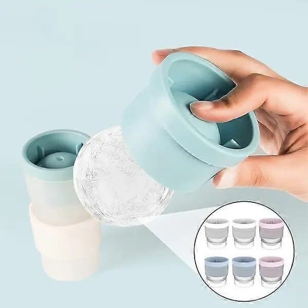 Set med 6 runda isbitsformar, silikon, stora, transparenta, 7x7x7cm