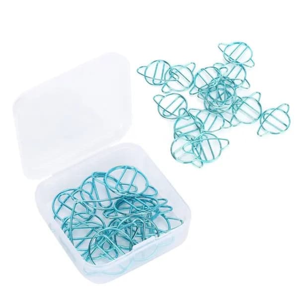 Sæt med 20 papirclips, planetform, blå, 3x1cm